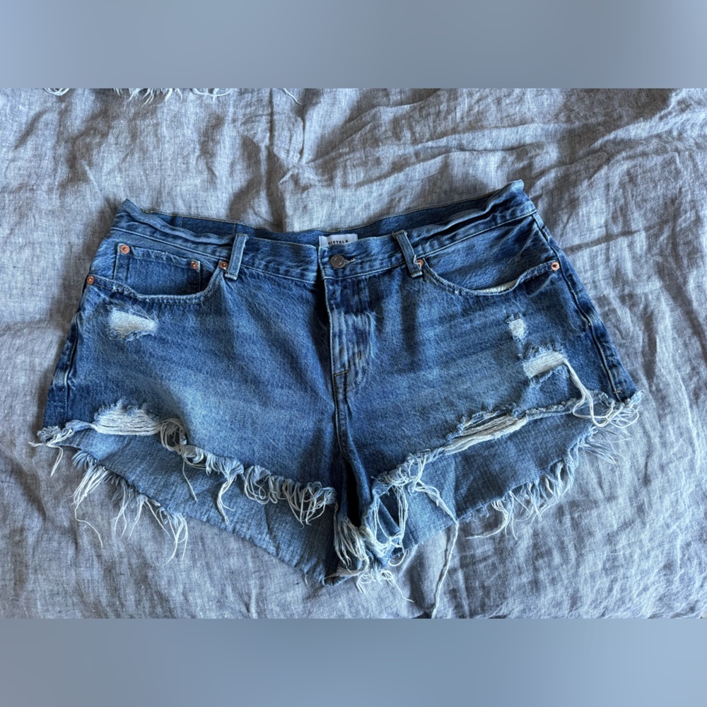 Pistola Distressed Blue Jean Shorts